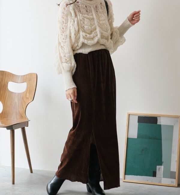  「【低身長サイズ/2サイズ展開】チュールベロアスカート」|スカート|