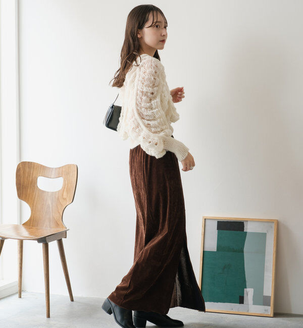  「【低身長サイズ/2サイズ展開】チュールベロアスカート」|スカート|