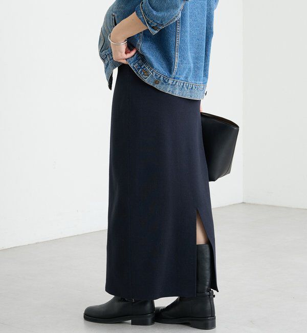  「【楽ちん美シルエット】コットンストレッチニットスカート」|スカート|