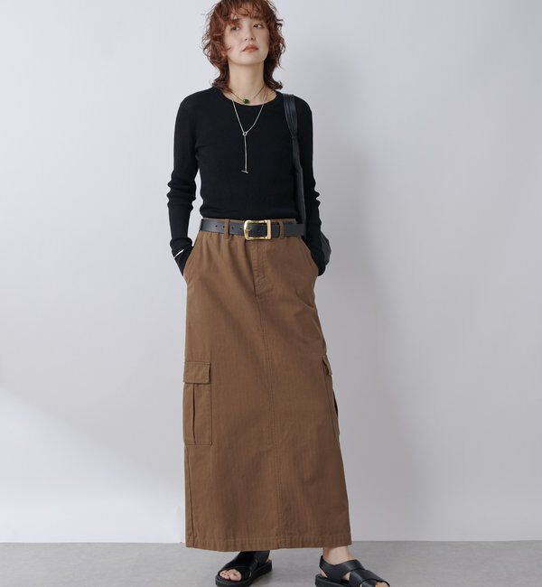  「【MONN.:.(モン)】カーゴマキシスカート」|スカート|