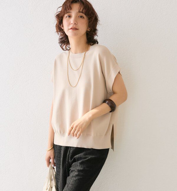  「【接触冷感】クールタッチショルダーニット」|ニット・セーター|