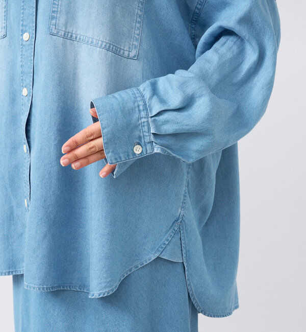  「【セットアップ可/真夏も快適！】ドレーピーデニムシャツ」|シャツ・ブラウス|