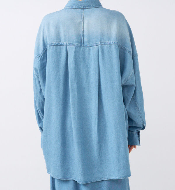  「【セットアップ可/真夏も快適！】ドレーピーデニムシャツ」|シャツ・ブラウス|