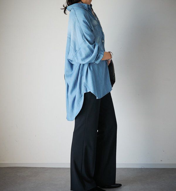  「【セットアップ可/真夏も快適！】ドレーピーデニムシャツ」|シャツ・ブラウス|