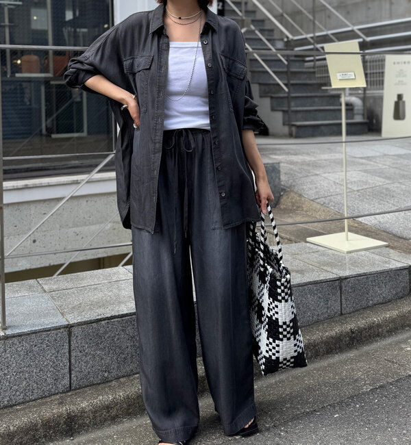  「【セットアップ可/真夏も快適！】ドレーピーデニムシャツ」|シャツ・ブラウス|