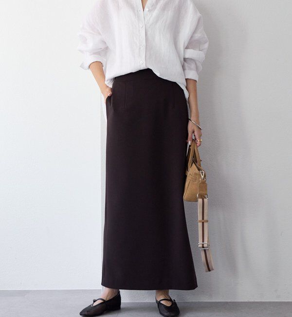  「予約【ストレスフリー】ストレッチダンボールIラインスカート」|スカート|