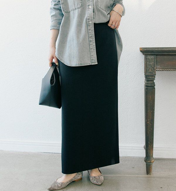  「予約【ストレスフリー】ストレッチダンボールIラインスカート」|スカート|