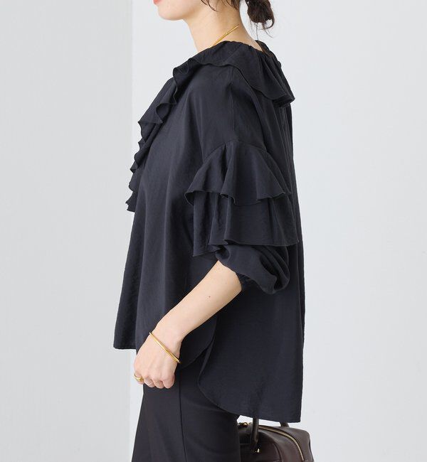  「予約【着映え】フリルディテールブラウス」|シャツ・ブラウス|