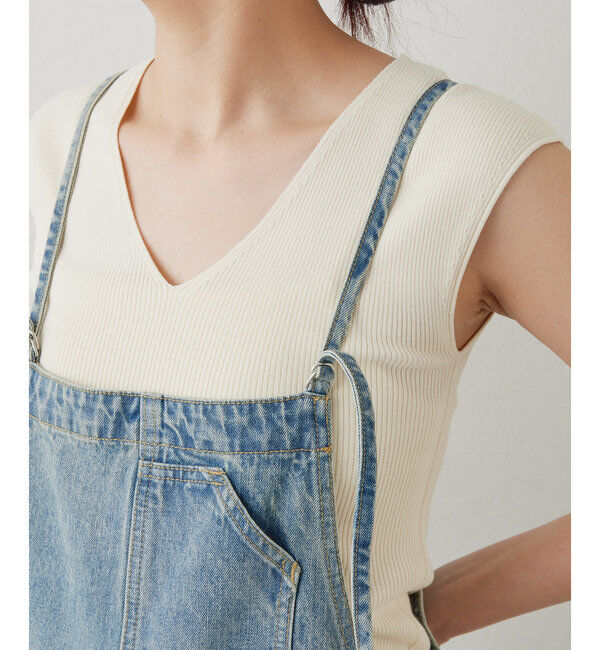  「【サイズ展開あり/長さ調整可能】デニムサロペット」|チノ|