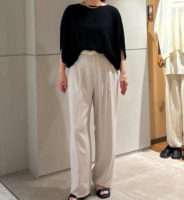  「【リニューアル！】ジャージーワイドタックパンツ」|チノ|