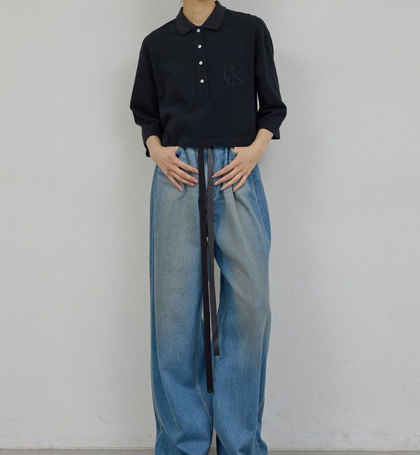  「【PEAS】レザーベルト付きソフトデニム」|デニム|