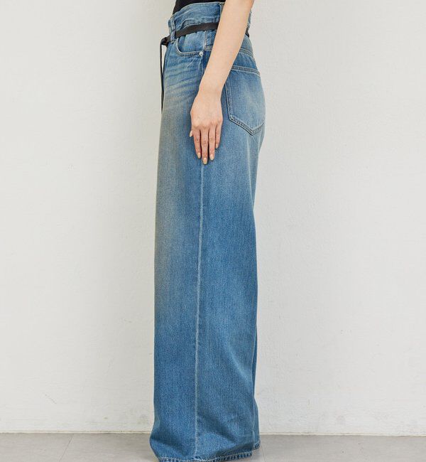  「【PEAS】レザーベルト付きソフトデニム」|デニム|