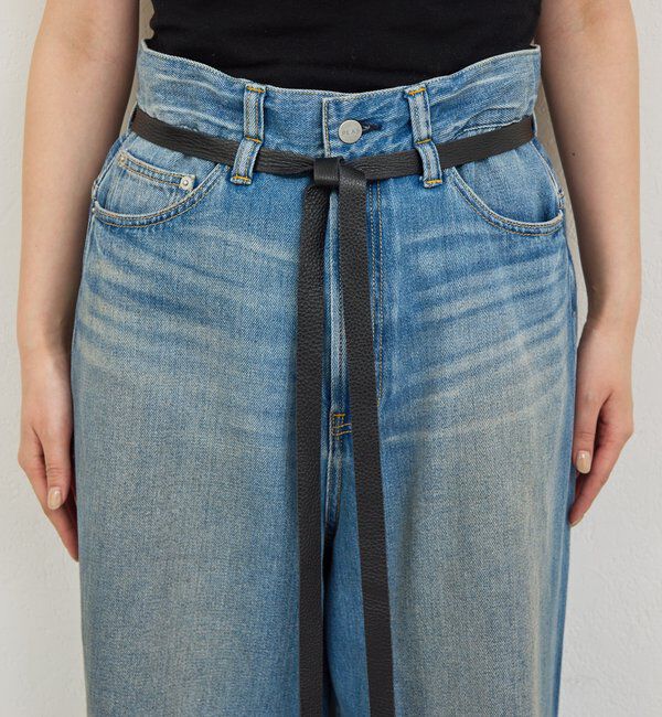  「【PEAS】レザーベルト付きソフトデニム」|デニム|