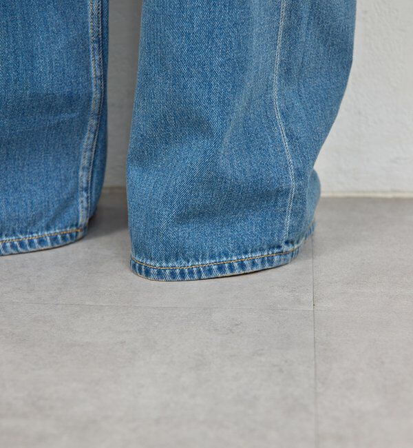  「【PEAS】レザーベルト付きソフトデニム」|デニム|