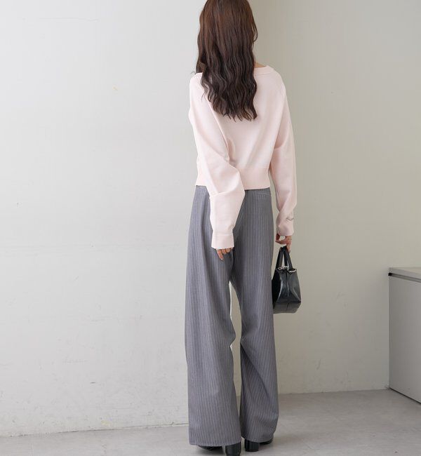  「ワイドネッククリアボタンカーディガン」|カーディガン|