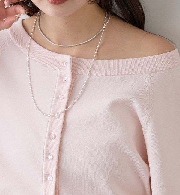  「ワイドネッククリアボタンカーディガン」|カーディガン|