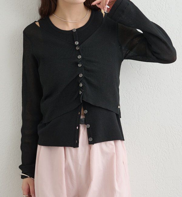  「ショルダースリットレイヤードニット」|ニット・セーター|