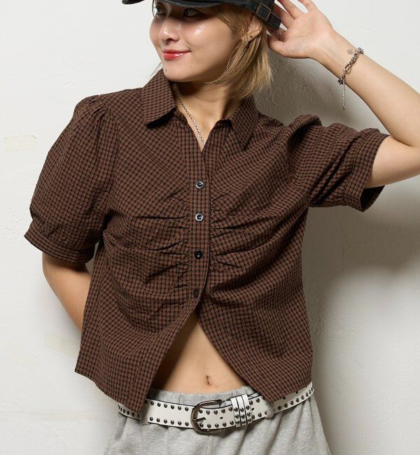  「パフスリーブギャザーブラウス」|シャツ・ブラウス|