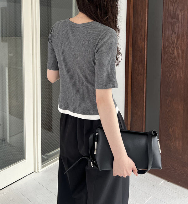  「【追加販売決定】カーディガン風バイカラーレイヤードプルオーバー」|Tシャツ・カットソー|