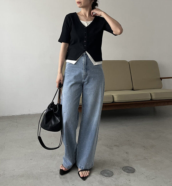  「【追加販売決定】カーディガン風バイカラーレイヤードプルオーバー」|Tシャツ・カットソー|