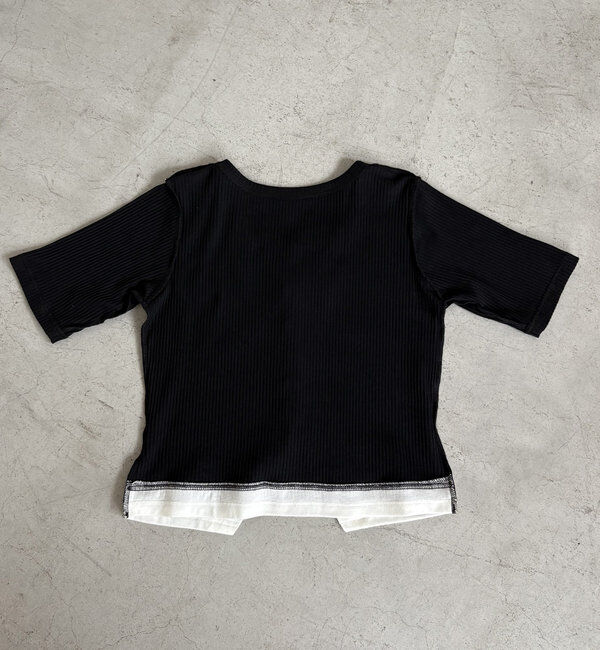  「【追加販売決定】カーディガン風バイカラーレイヤードプルオーバー」|Tシャツ・カットソー|