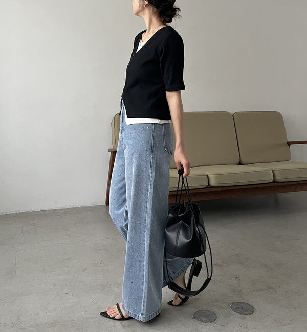  「【追加販売決定】カーディガン風バイカラーレイヤードプルオーバー」|Tシャツ・カットソー|