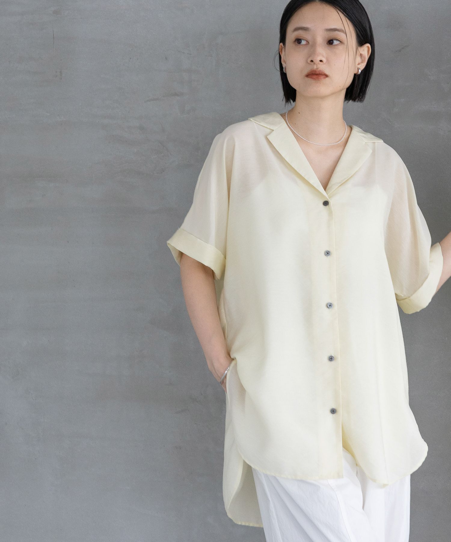 A part by 「【洗える】シアーカイキンBIGシャツ」|シャツ・ブラウス|オフホワイト２