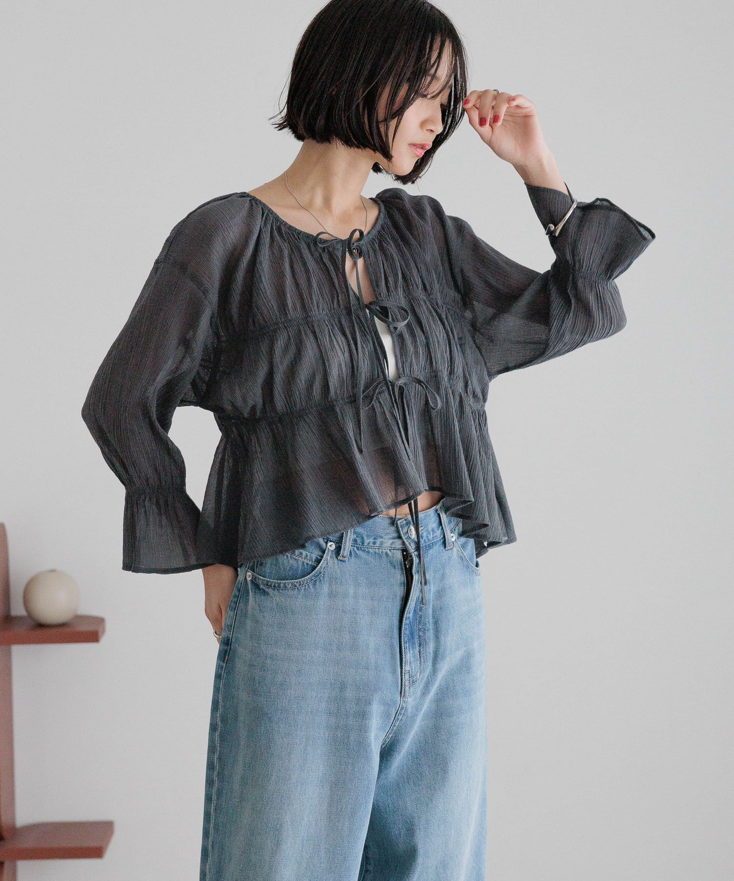 LOWRYS FARM「ヨウリュウシャーリングショート６Ｓ」|シャツ・ブラウス|GRY8