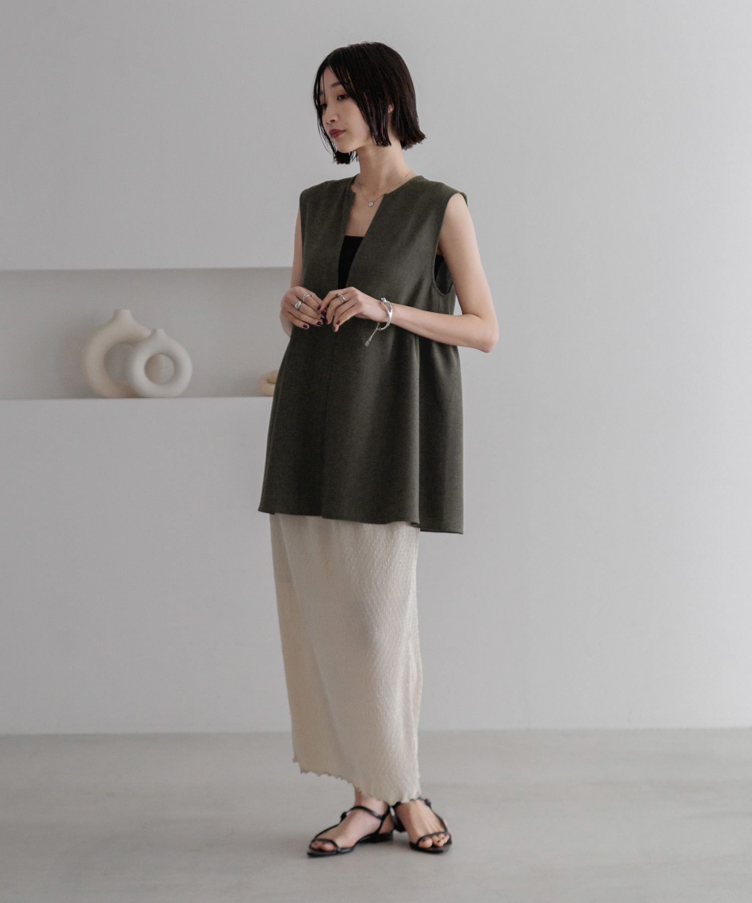 LOWRYS FARM「シャイニープリーツタイトスカート」|スカート|