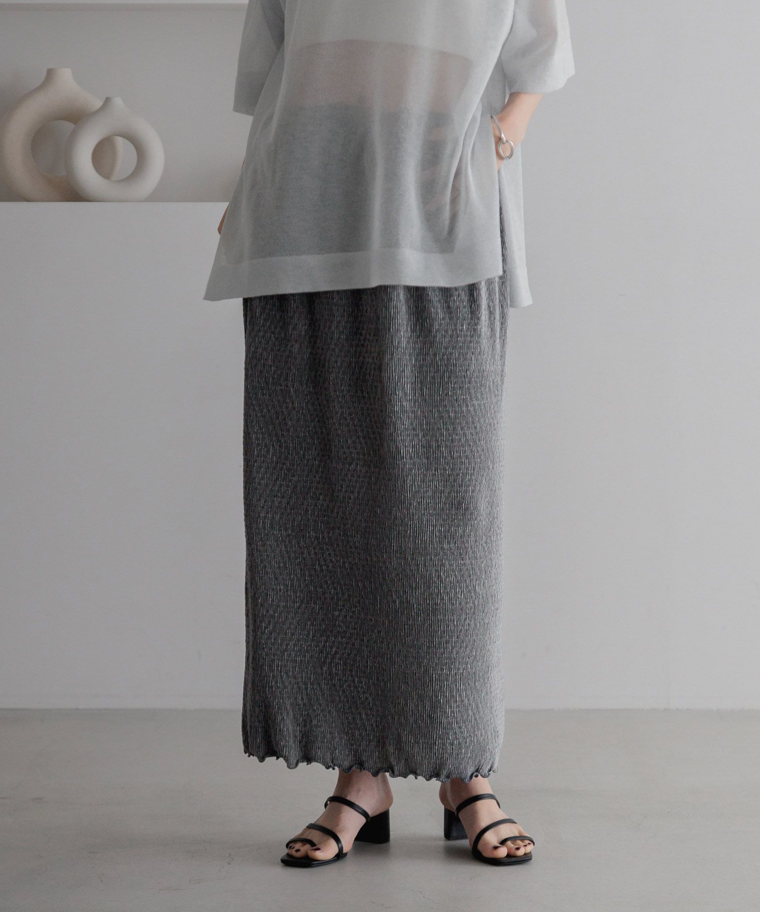 LOWRYS FARM「シャイニープリーツタイトスカート」|スカート|