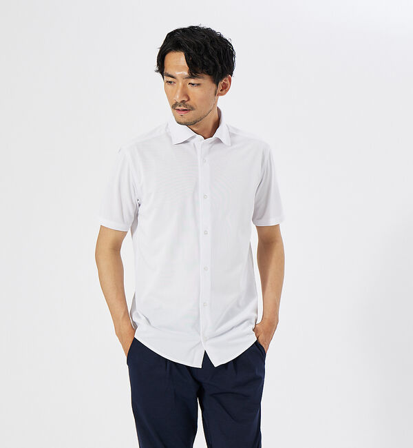 ABAHOUSE「【Comfeel】吸汗速乾 半袖 シャツ」|シャツ・ブラウス|ホワイト