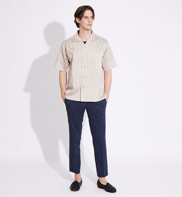 ABAHOUSE「オーバーサイズ オープンカラー ストライプ シャツ」|シャツ・ブラウス|