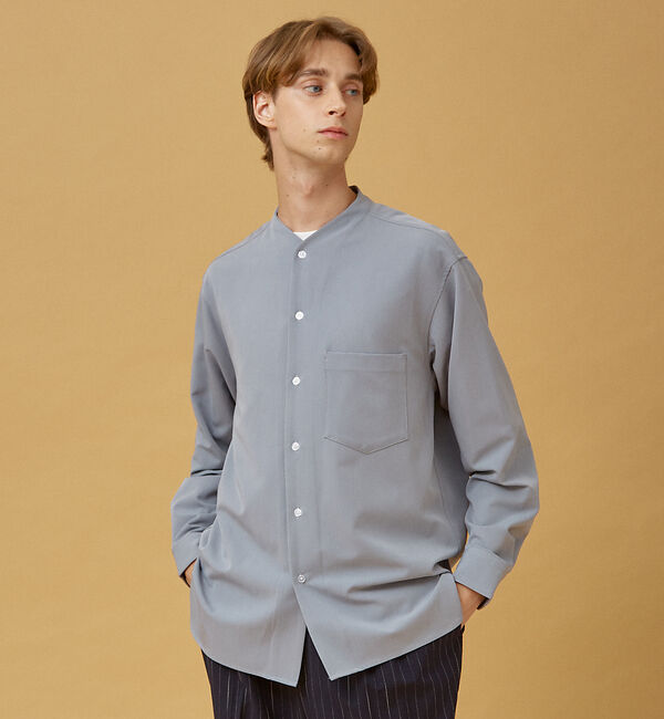 ABAHOUSE「【変形襟】定番/シャンブレーツイル カラーレス シャツ / バンドカラーシャツ」|シャツ・ブラウス|その他1