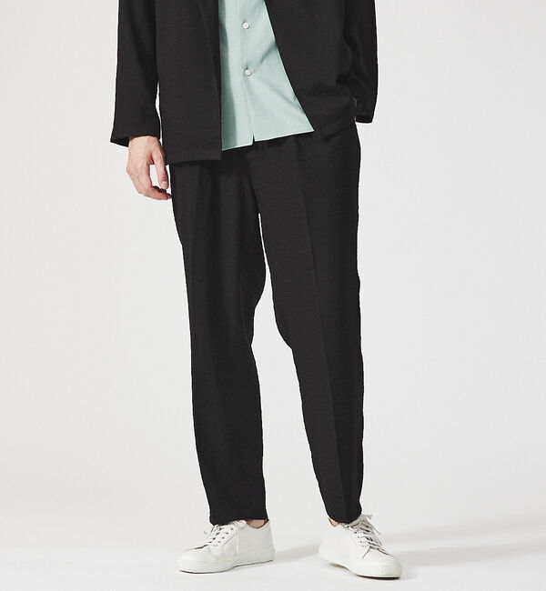 ABAHOUSE「【セットアップ対応】クレープ ストレッチ イージースラックス / ワイドパンツ」|その他|ブラック