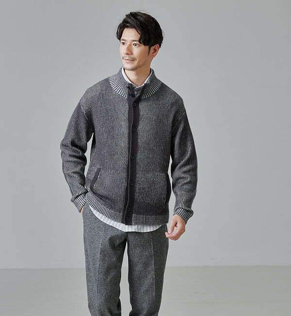 ABAHOUSE「フライフロント ドライバーズニット / ブルゾン」|ニット・セーター|チャコールグレー