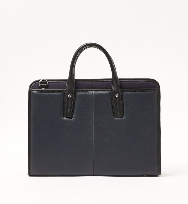 ABAHOUSE「【三方ファスナー】ナイロンコンビ 2WAY ブリーフバッグ / A4サイズ対応」|ビジネスバッグ|ネイビー