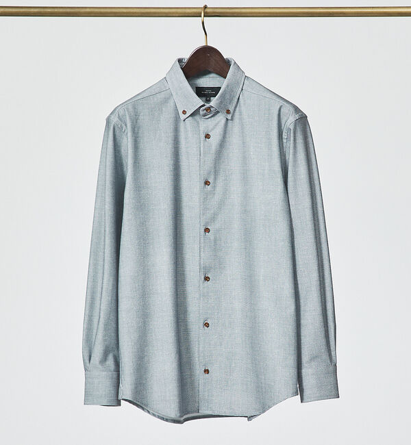 ABAHOUSE「【FLEX SHIRTS】デニム ウォッシュ プリント ジャージシャツ」|シャツ・ブラウス|ライトグレー