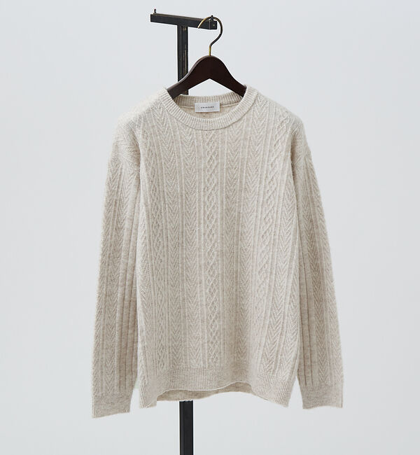 ABAHOUSE「シャギーアラン メランジ ニット / クルーネックプルオーバー」|ニット・セーター|