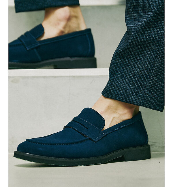 ABAHOUSE「レザー コインローファー」|ローファー|ネイビー