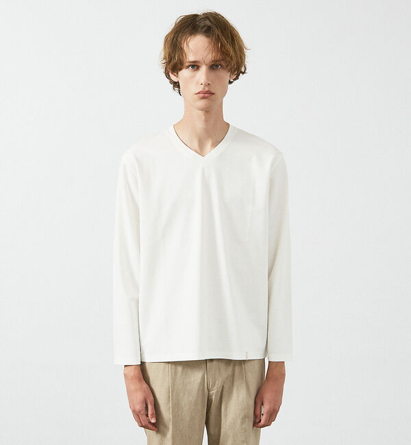 ABAHOUSE「【定番】ドレスポンチ Vネック 長袖Tシャツ / ストレッチ」|Tシャツ・カットソー|