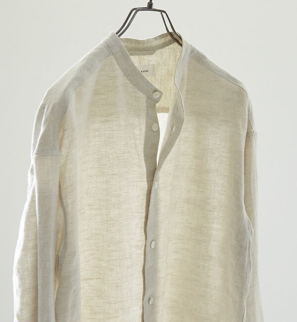 ABAHOUSE「【LUXE Linen Solaro】バンドカラー リネンシャツ」|シャツ・ブラウス|アイボリー
