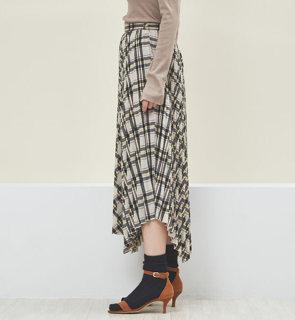 Rouge vif「ランダムヘムプリーツチェックスカート」|スカート|