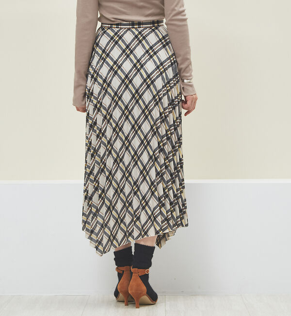 Rouge vif「ランダムヘムプリーツチェックスカート」|スカート|