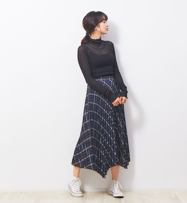 Rouge vif「ランダムヘムプリーツチェックスカート」|スカート|