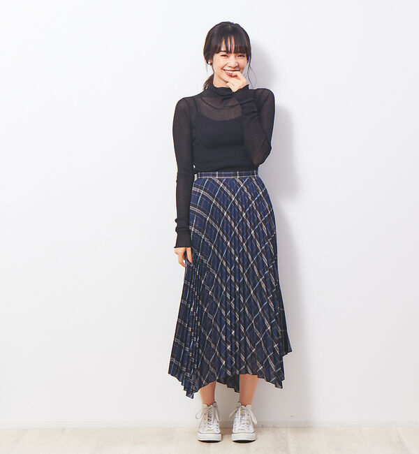 Rouge vif「ランダムヘムプリーツチェックスカート」|スカート|