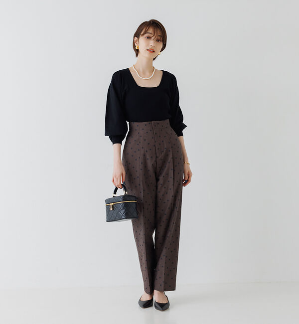 Rouge vif「パフスリーブスクエアネックニット」|ニット・セーター|