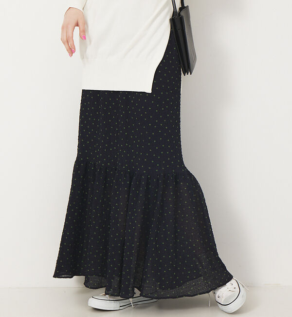 Rouge vif「サッカードットティアードスカート」|スカート|ネイビー