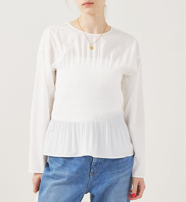 Rouge vif「マジョリカプリーツブラウス」|シャツ・ブラウス|ホワイト