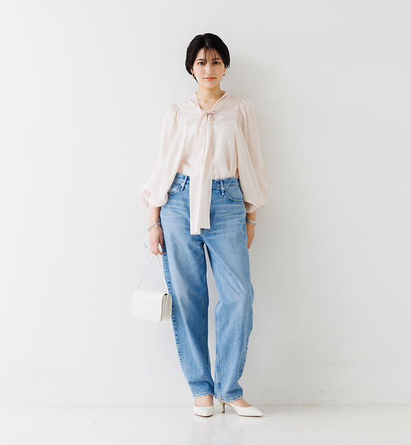 Rouge vif「とろみ素材 ギャザースリーブボウタイブラウス」|シャツ・ブラウス|