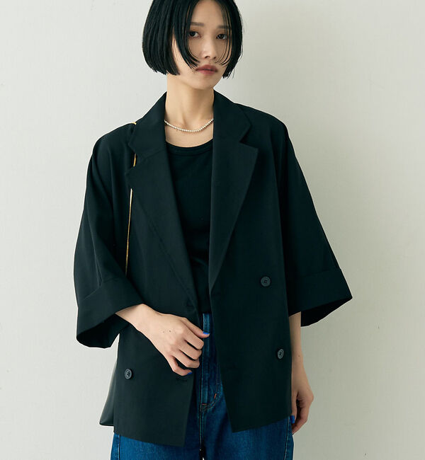 Rouge vif「撥水ドルマンハーフスリーブジャケット」|その他|ブラック